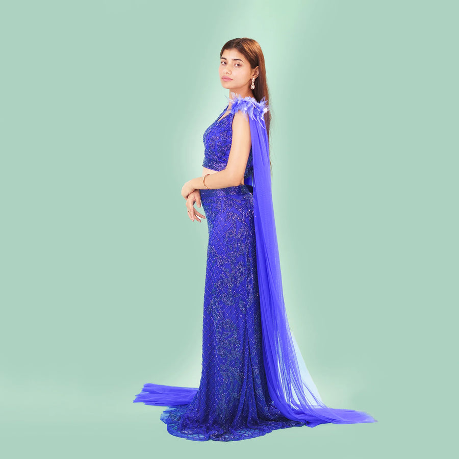 Straight Fit Crop Top Skirt in Mermaid Style