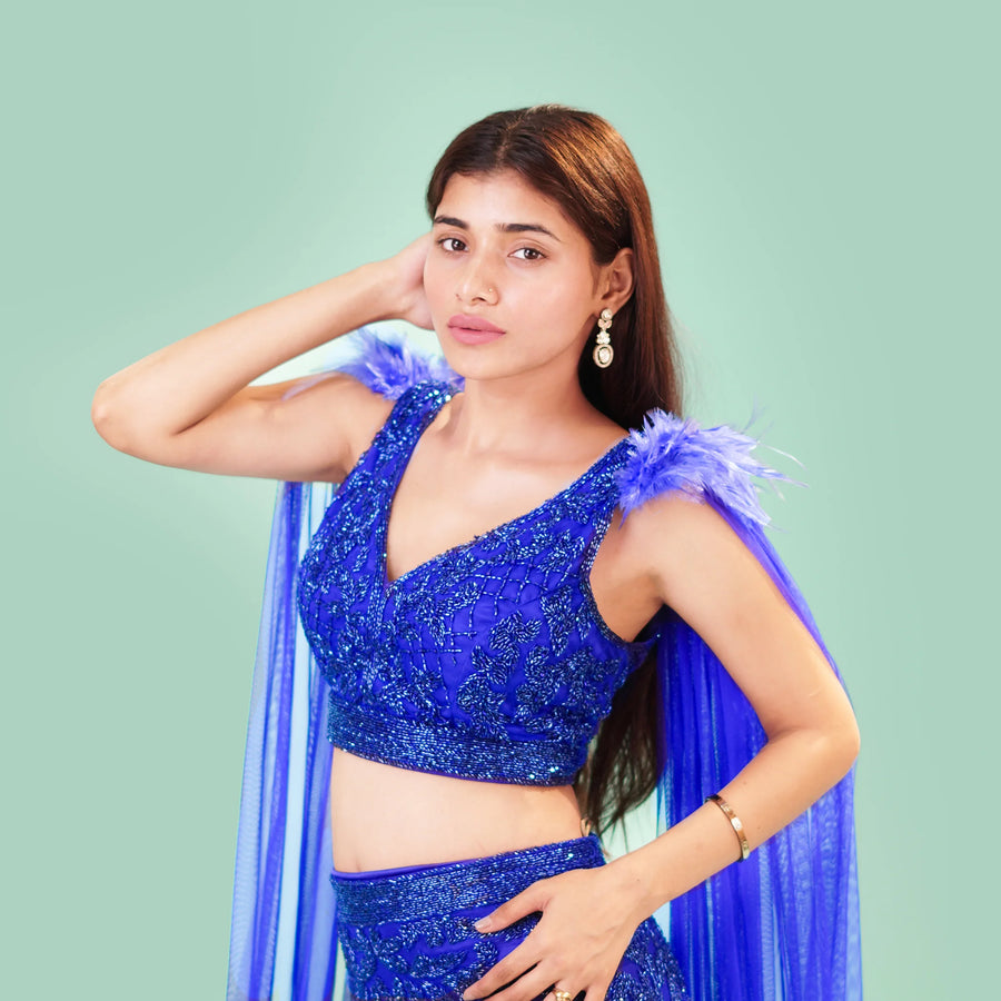 Straight Fit Crop Top Skirt in Mermaid Style