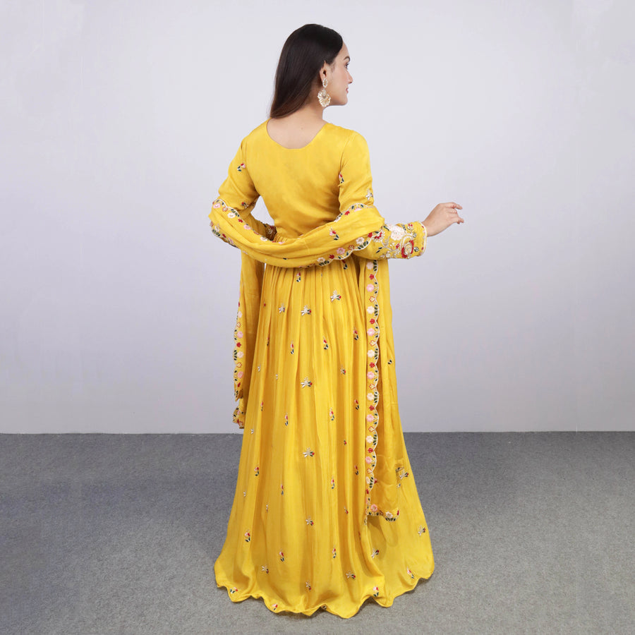 Yellow Anarkali Suit With Dupatta
