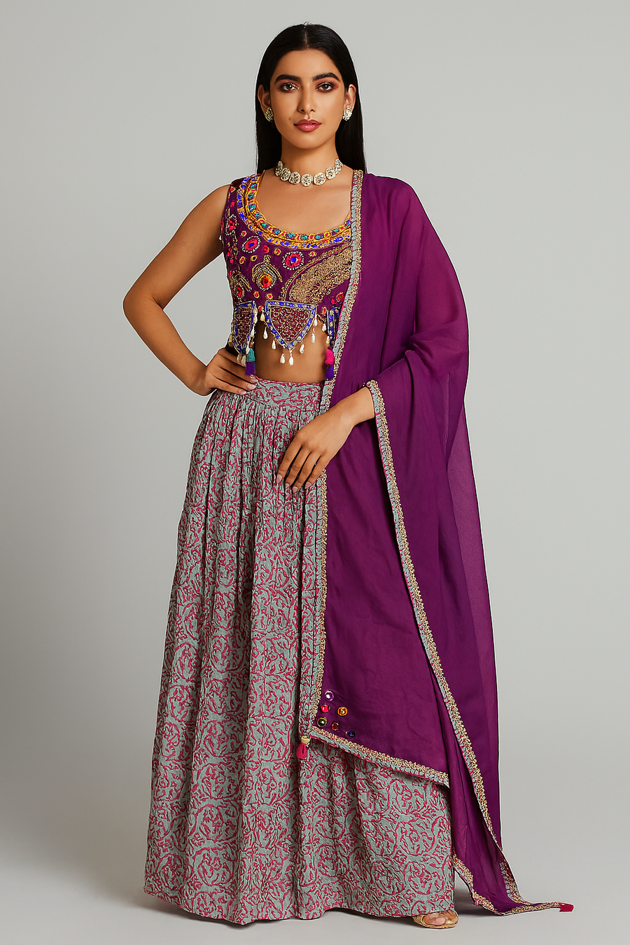 Designer Blouse with Skirt
