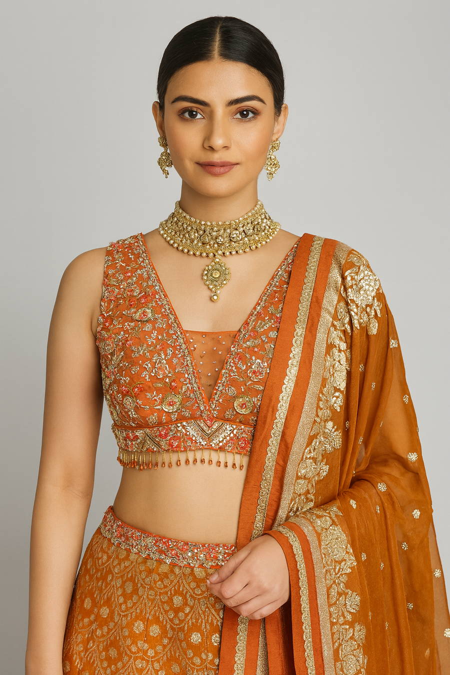 Unique Blouse with Banarasi Lehenga