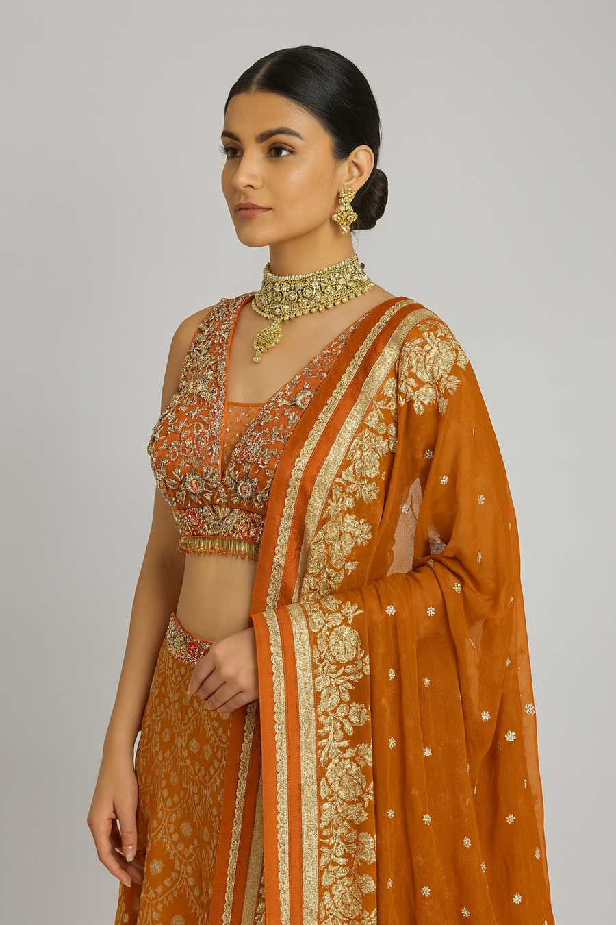 Unique Blouse with Banarasi Lehenga