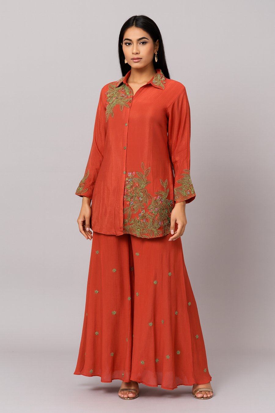 Classy Co-ord Set with Sharara front profile