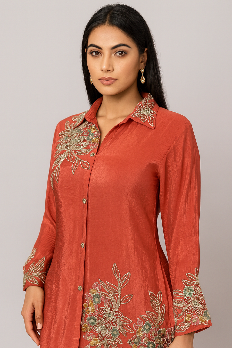 Classy Co-ord Set with Sharara front close profile