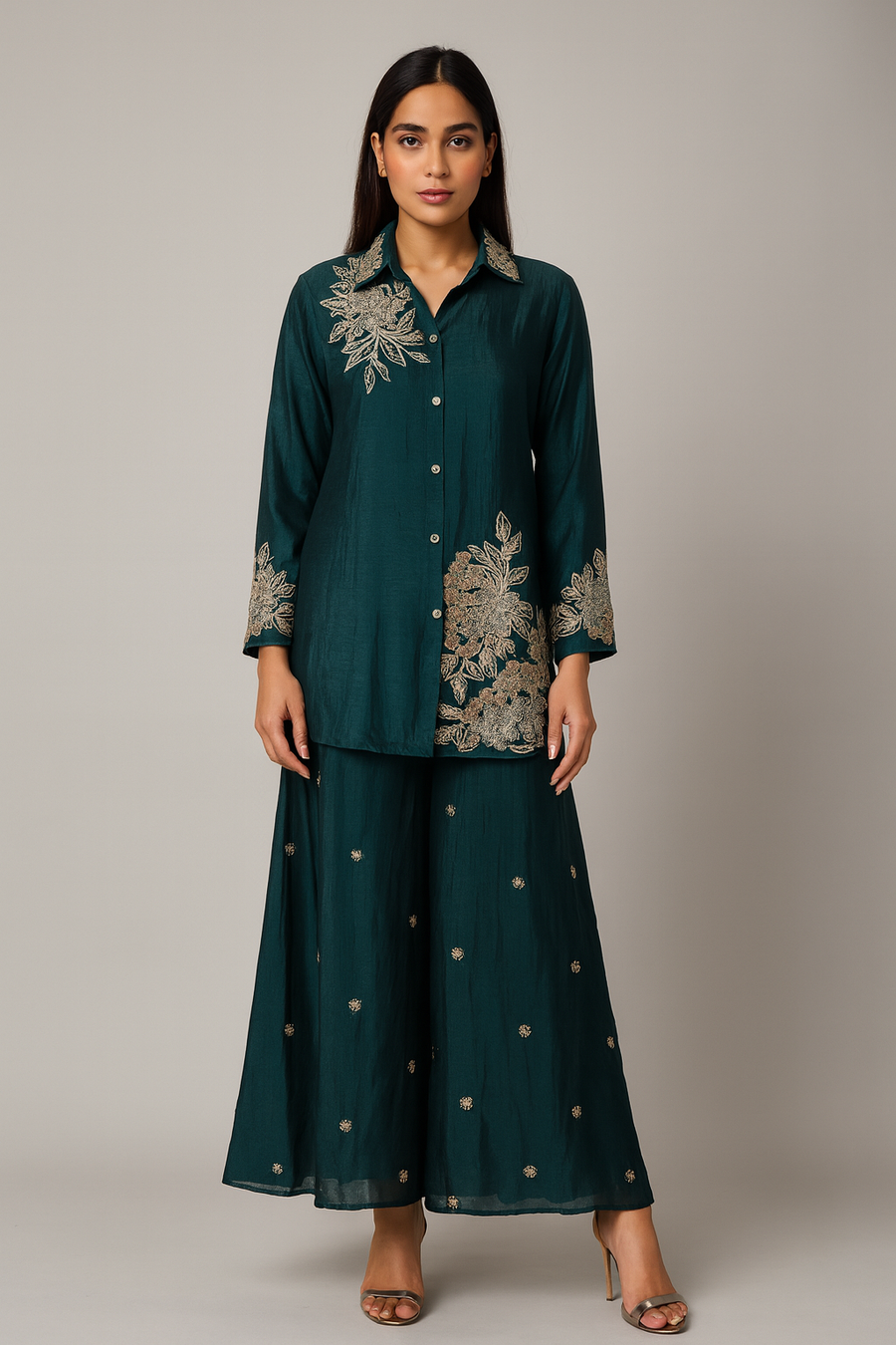 Classy Co-ord Set with Sharara front profile