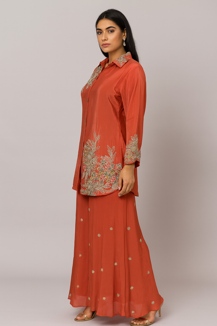 Classy Co-ord Set with Sharara side profile