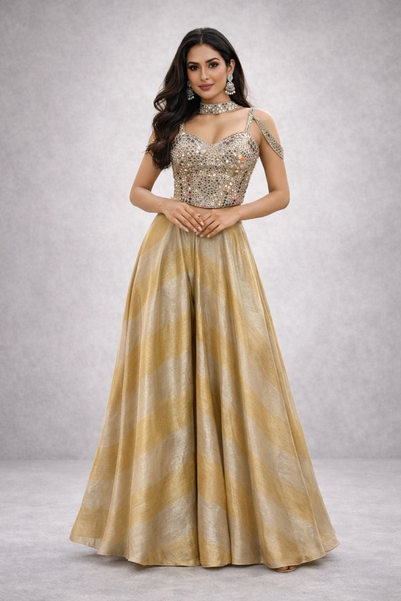 Golden Glimmer Sharara Set Gold / XL