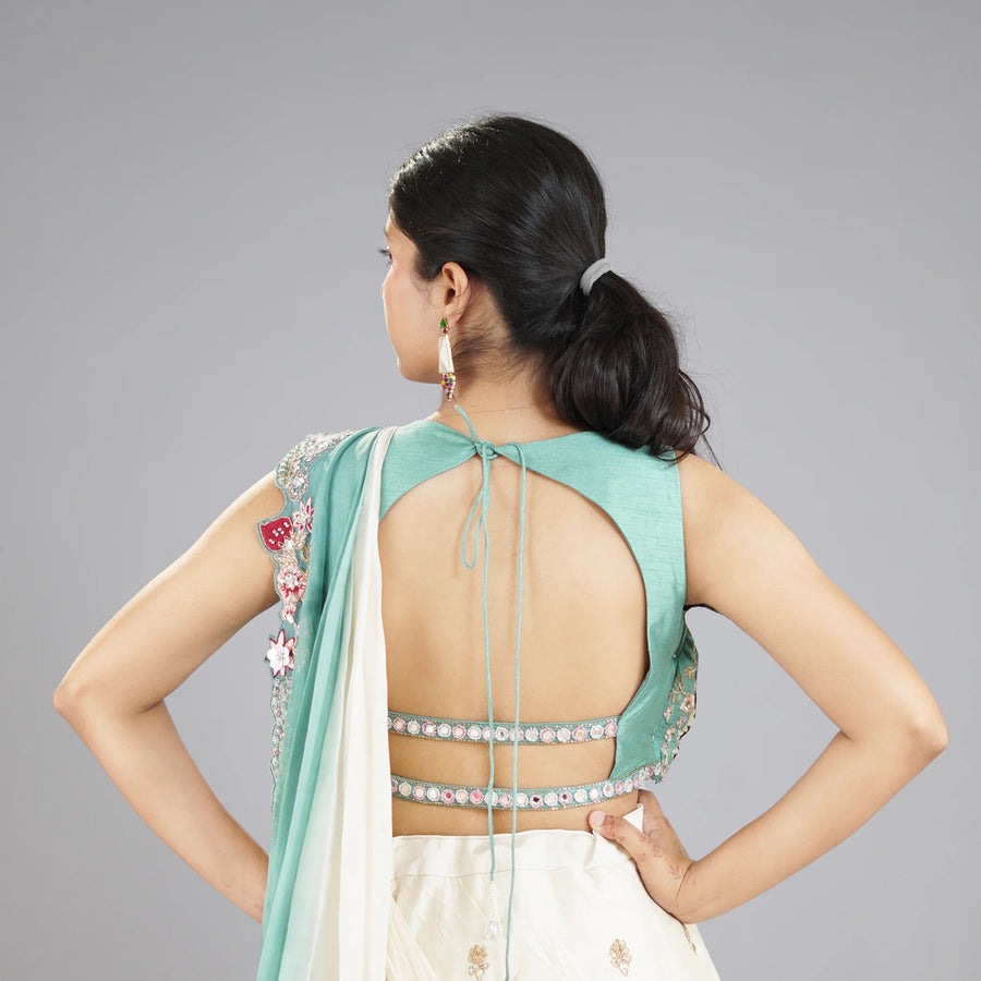 Crop Top Skirt with Draped Dupatta Vastrachowk