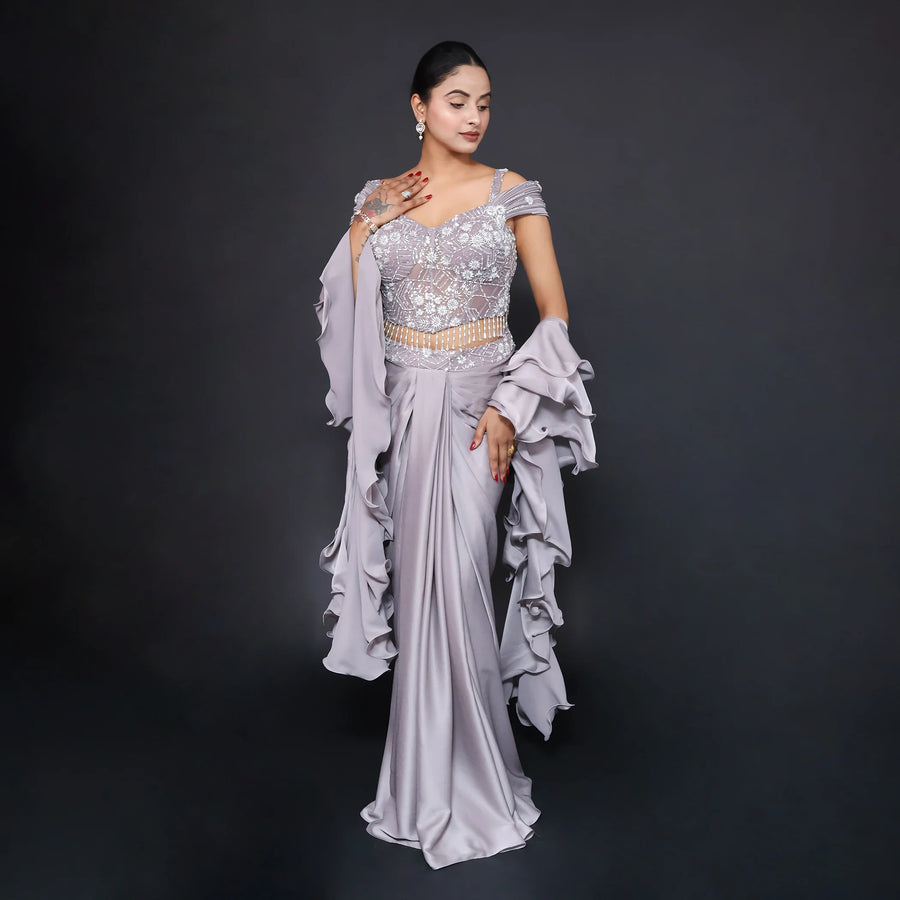 Drape Dhoti Style Western Crop Top