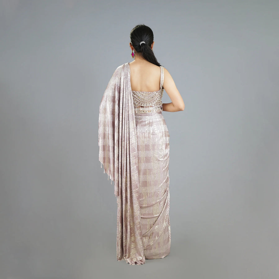 Elegant Crop Top Saree in Western Drape Style Vastrachowk
