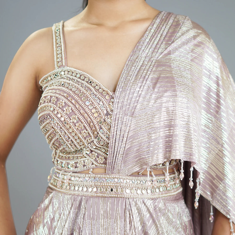 Elegant Crop Top Saree in Western Drape Style Vastrachowk