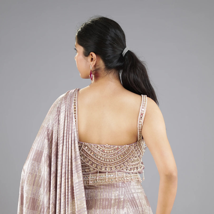 Elegant Crop Top Saree in Western Drape Style Vastrachowk