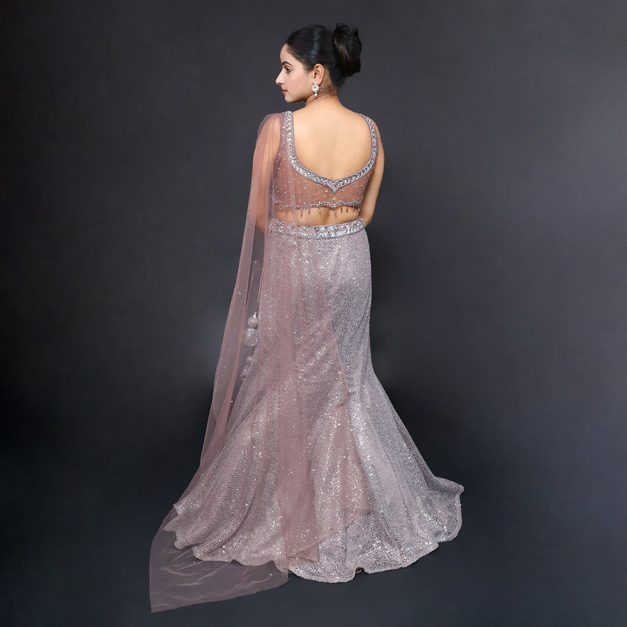 Elegant Mermaid Style Crop Top Lehenga Vastrachowk