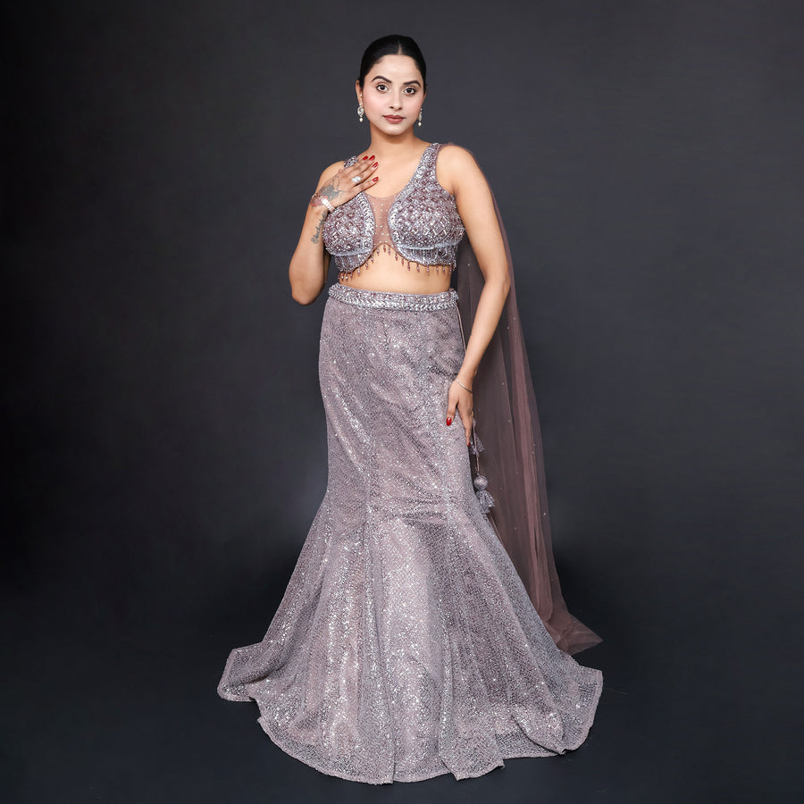 Elegant Mermaid Style Crop Top Lehenga