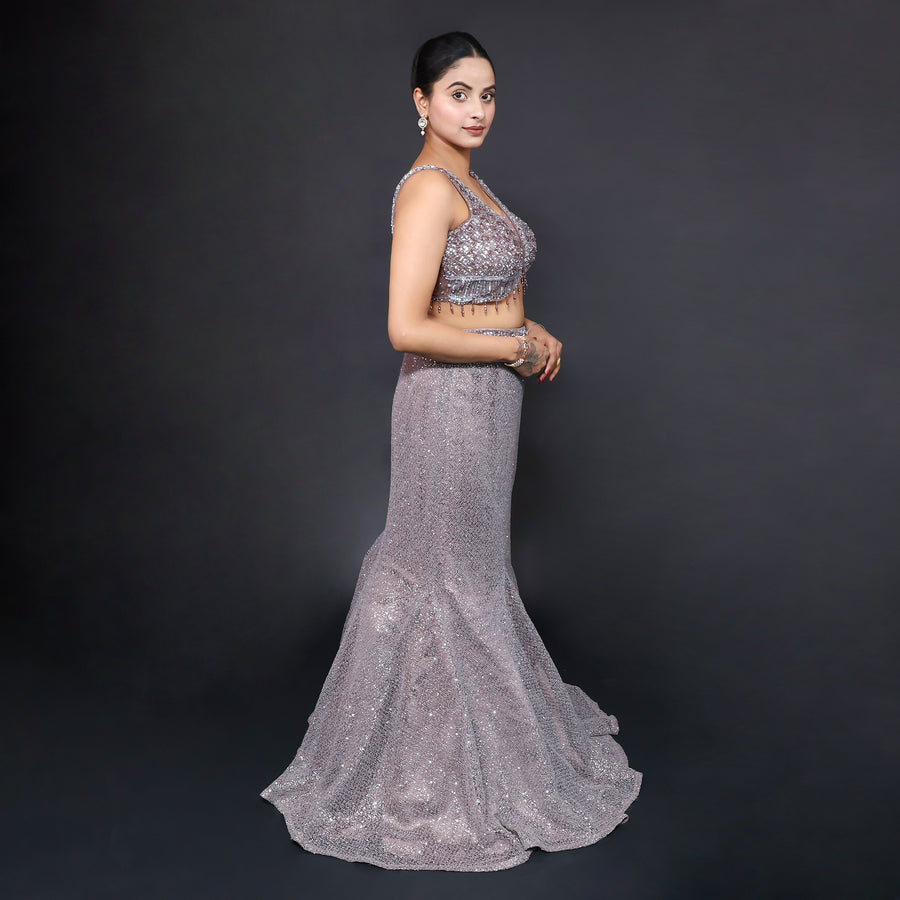 Elegant Mermaid Style Crop Top Lehenga Vastrachowk