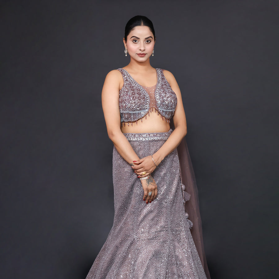 Elegant Mermaid Style Crop Top Lehenga Vastrachowk