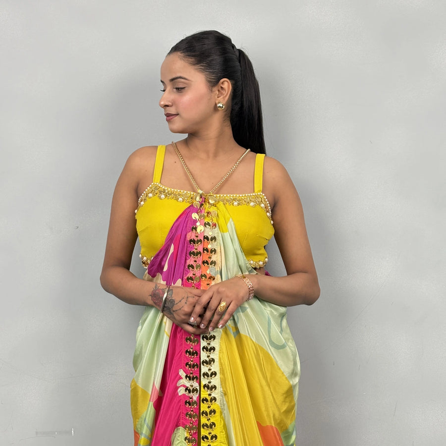 Trendy Crop Top Garara with Stylish Cape