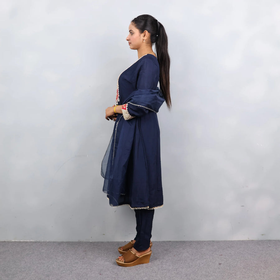 Navy Blue Anarkali Suit with Dupatta