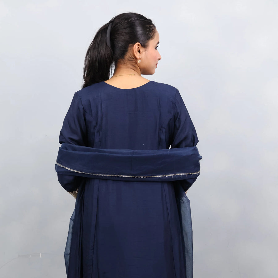 Navy Blue Anarkali Suit with Dupatta