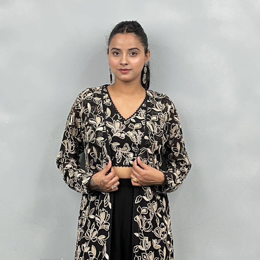Trendy Crop Top Plazzo with Stylish Shrug