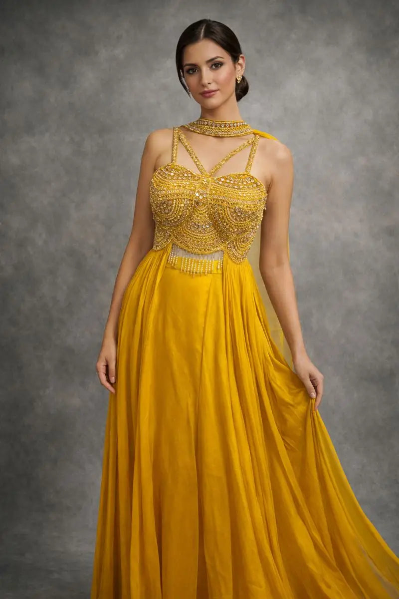 Indo Western Divider Yellow / L
