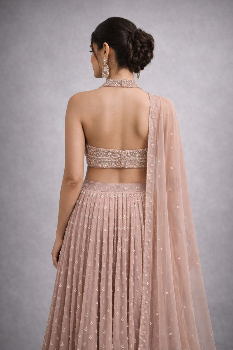 Pink Halternack Lehenga