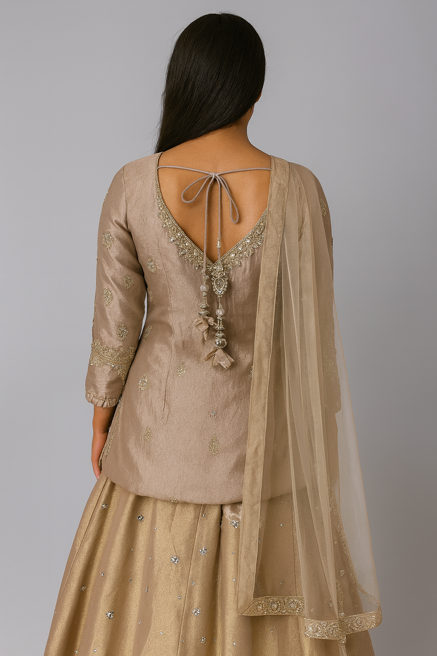 Short Kurti with Skirt back profile