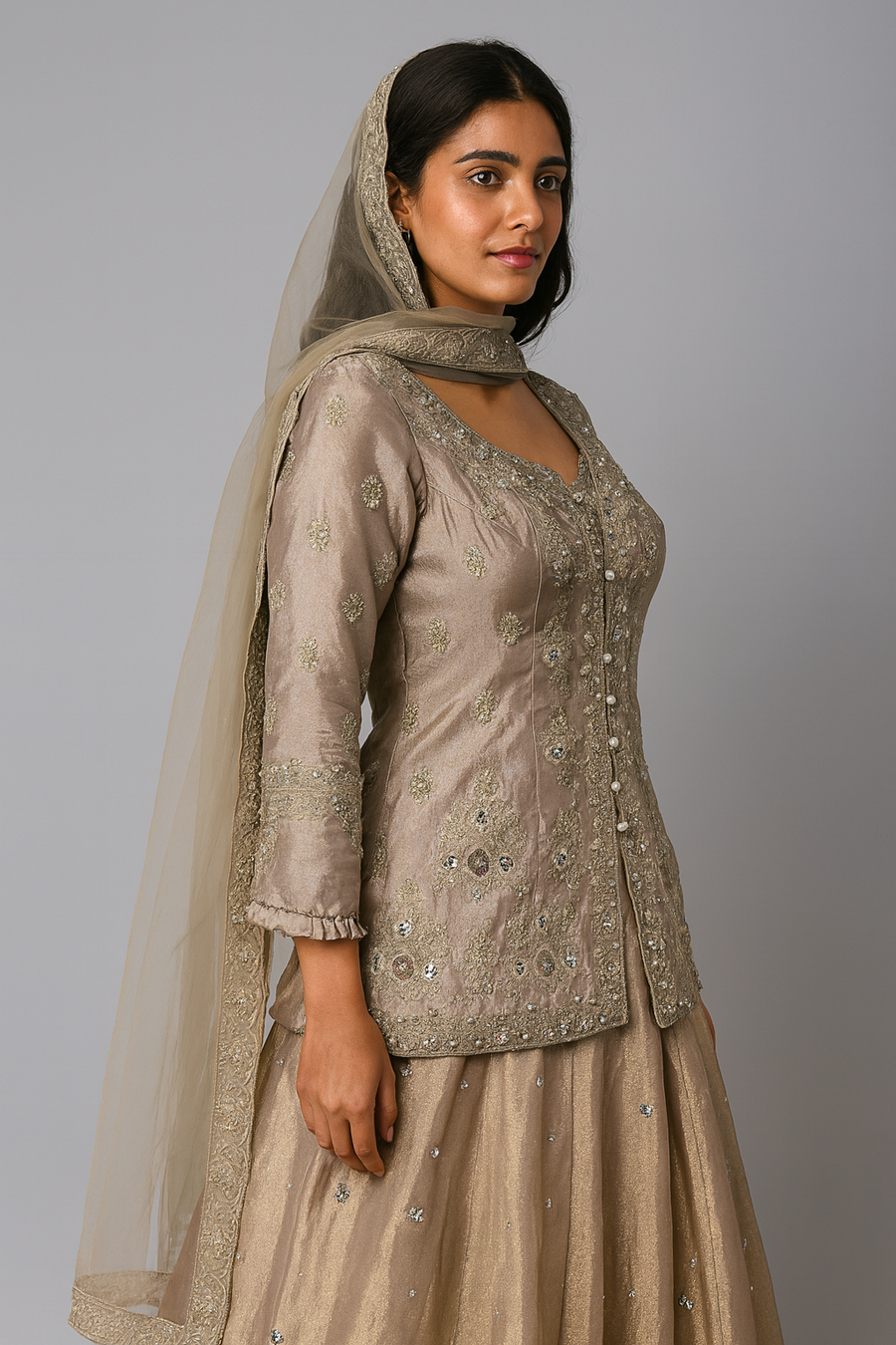 Short Kurti with Skirt side profile