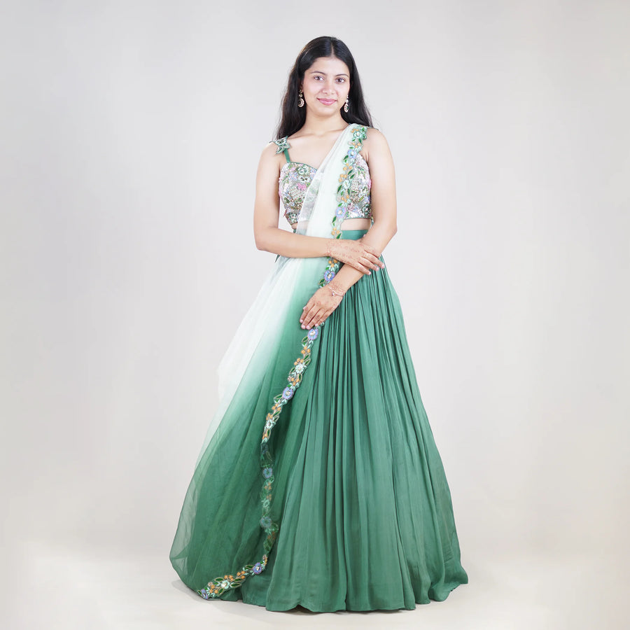 Stylish Crop Top with Drape Skirt