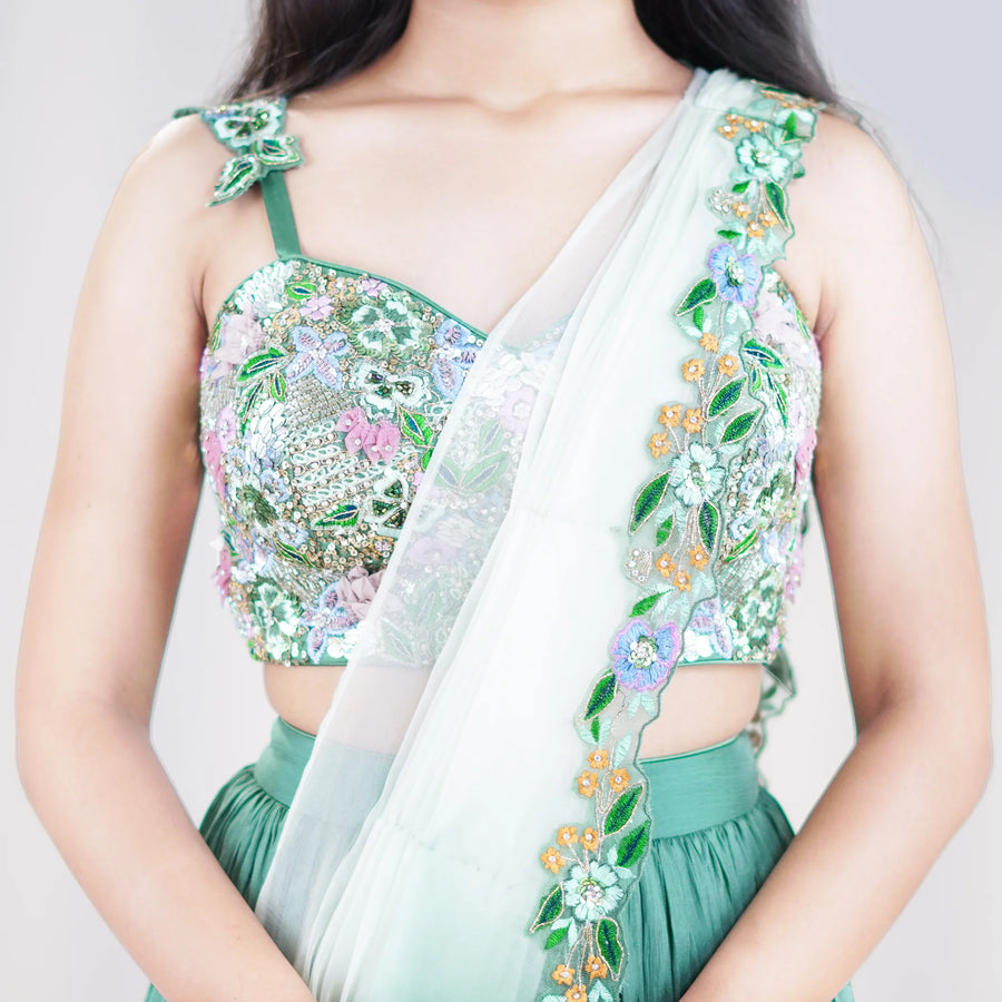 Stylish Crop Top with Drape Skirt Vastrachowk