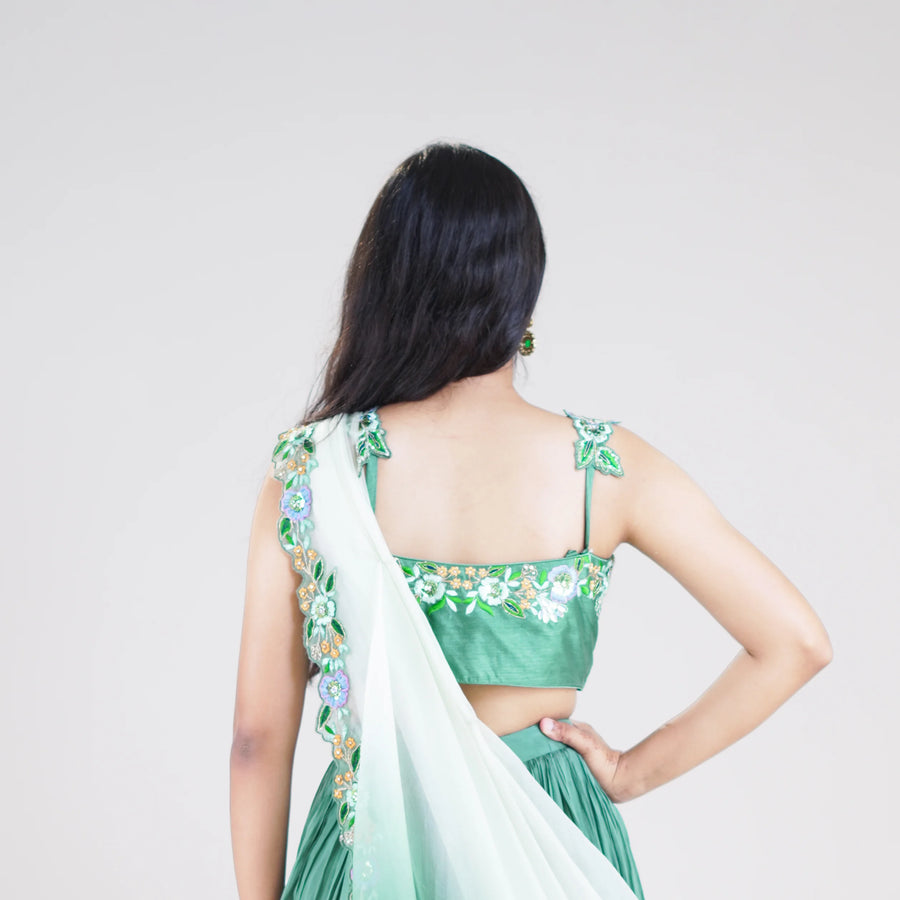 Stylish Crop Top with Drape Skirt Vastrachowk