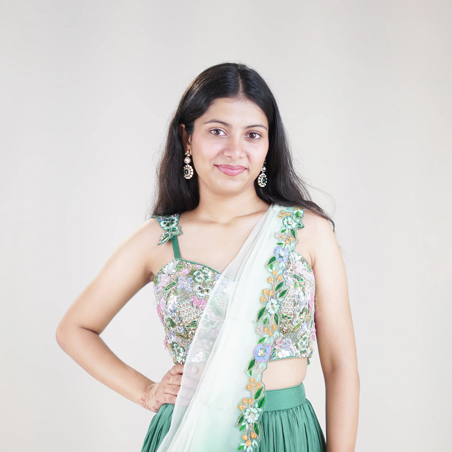 Stylish Crop Top with Drape Skirt Vastrachowk