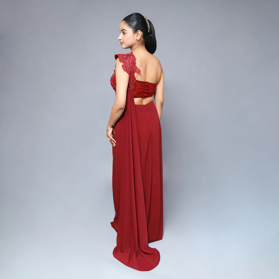 Trendy Crop Top Drape Skirt Vastrachowk