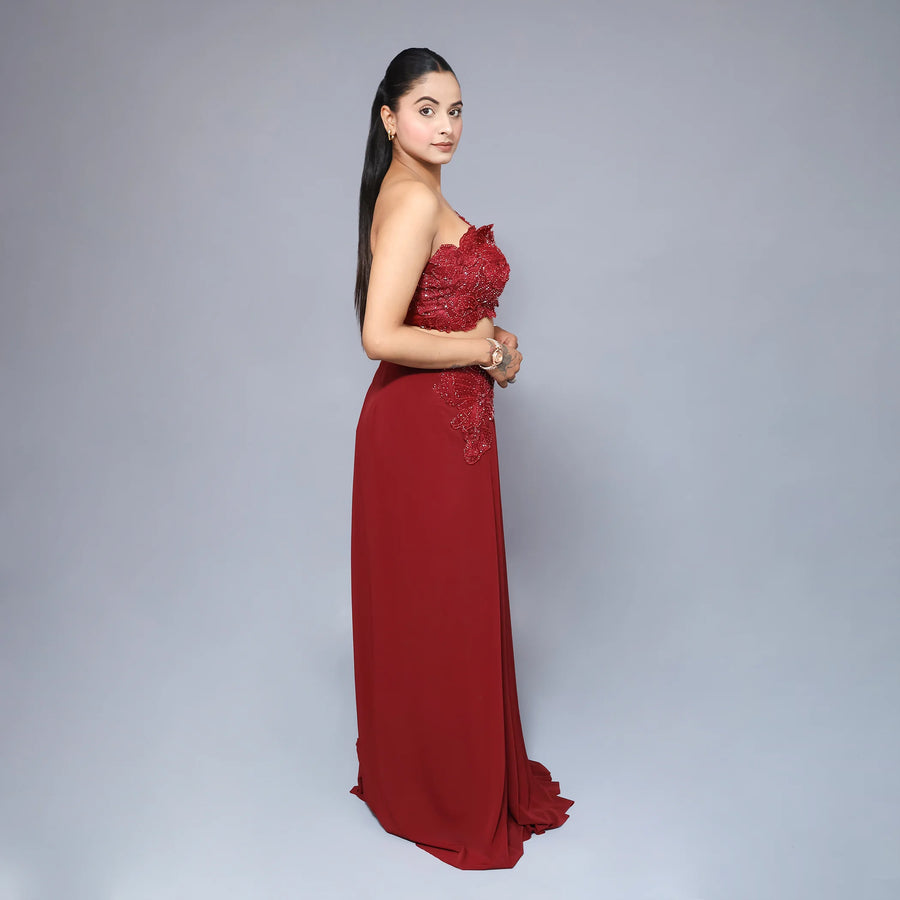 Trendy Crop Top Drape Skirt Vastrachowk