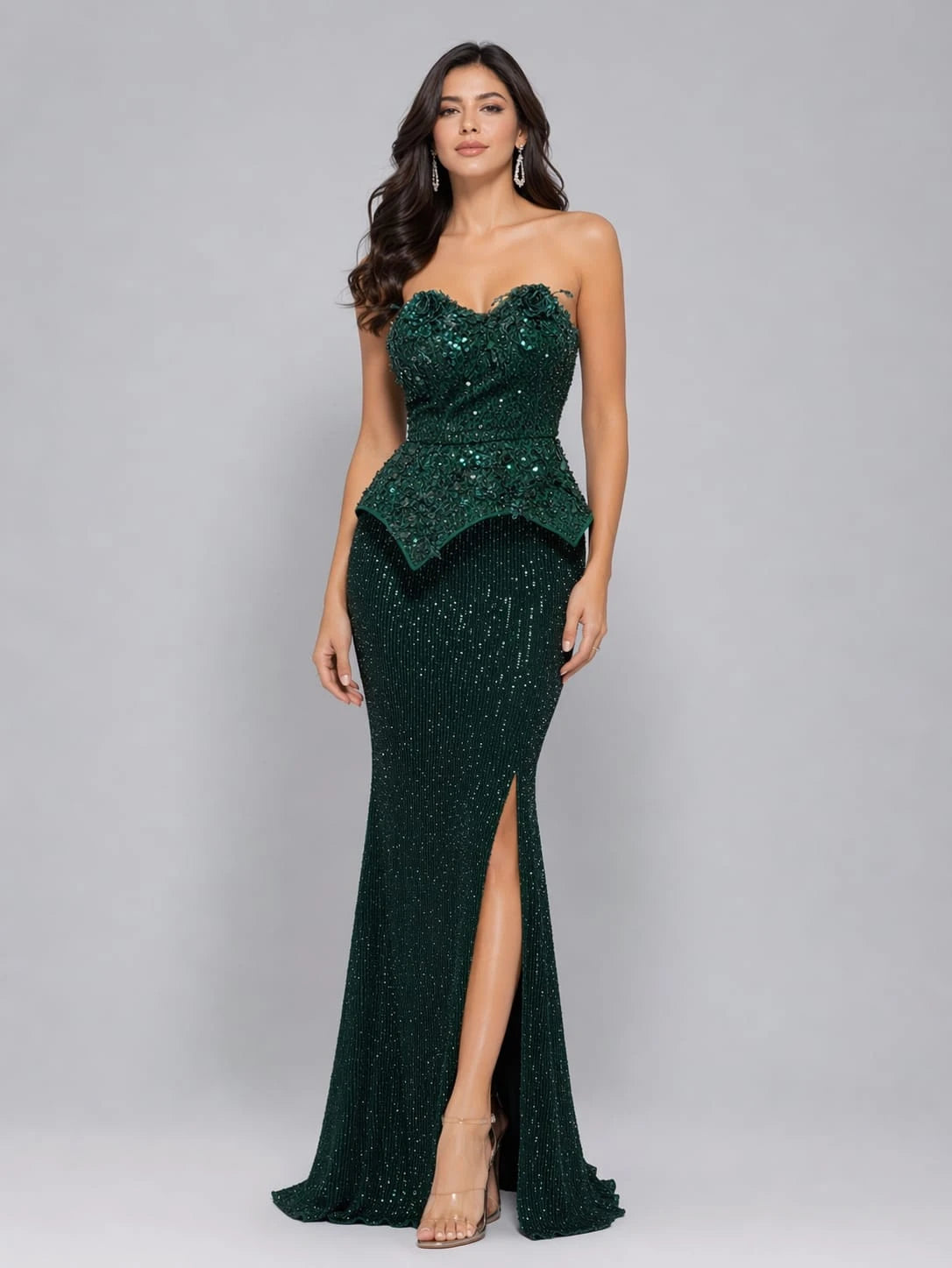 Emerald Green Embellished Western Dress for Women – vastrachowk