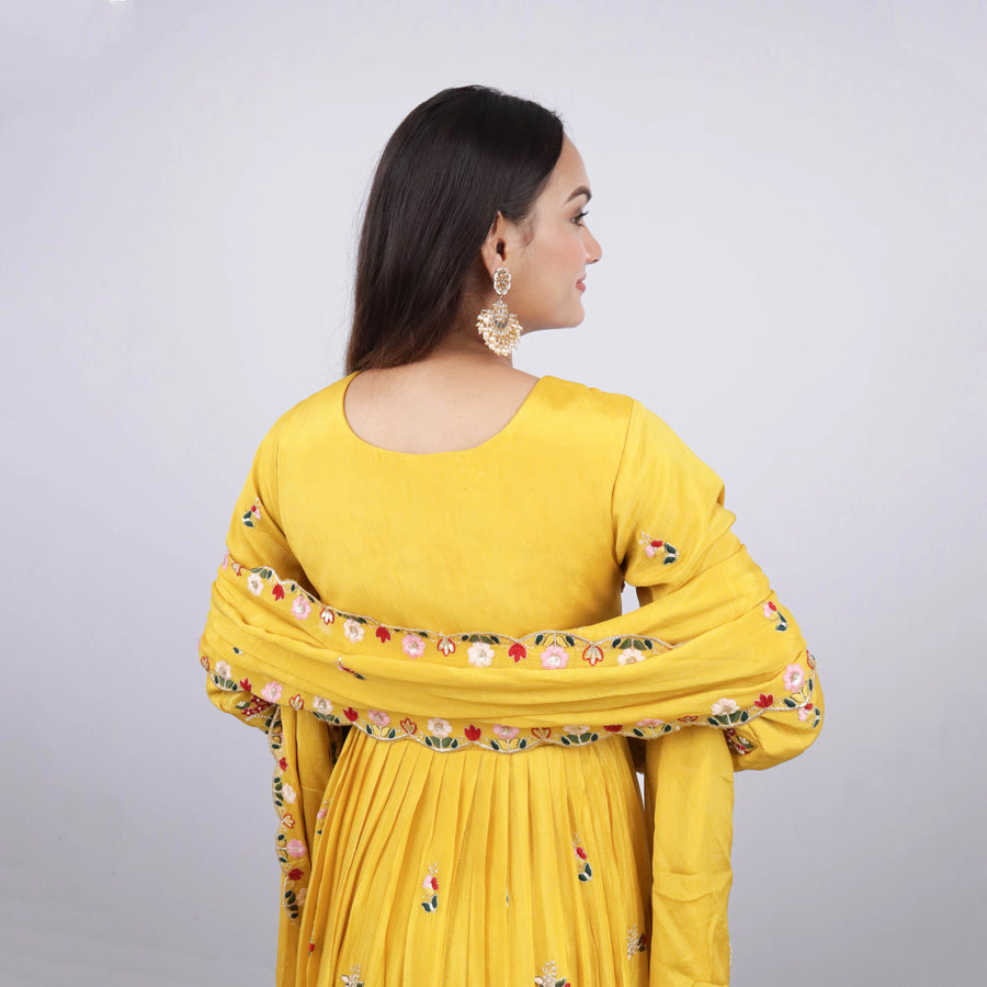 Yellow Anarkali Suit With Dupatta