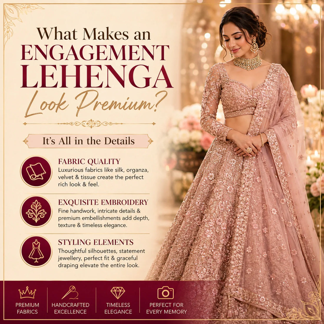 What Makes an Engagement Lehenga Look Premium?