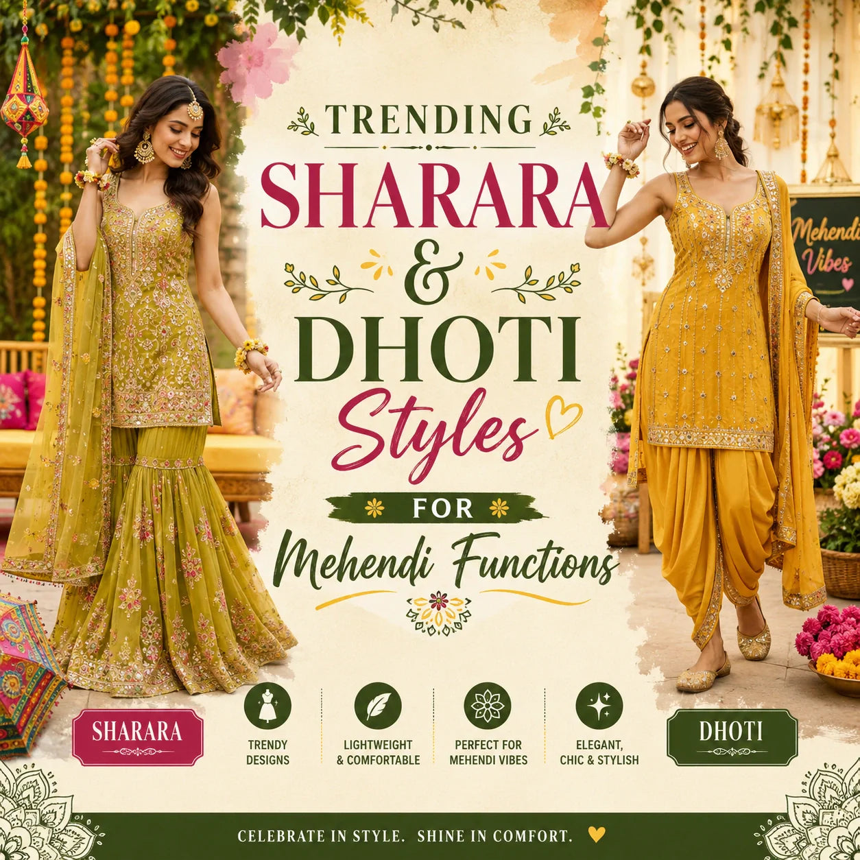 Trending Sharara & Dhoti Styles for Mehendi Functions