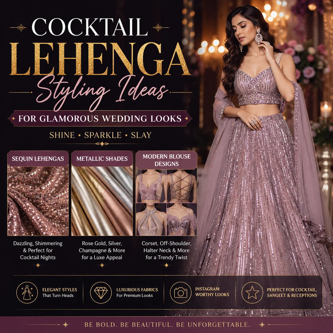 Cocktail Lehenga Styling Ideas for Glamorous Wedding Looks