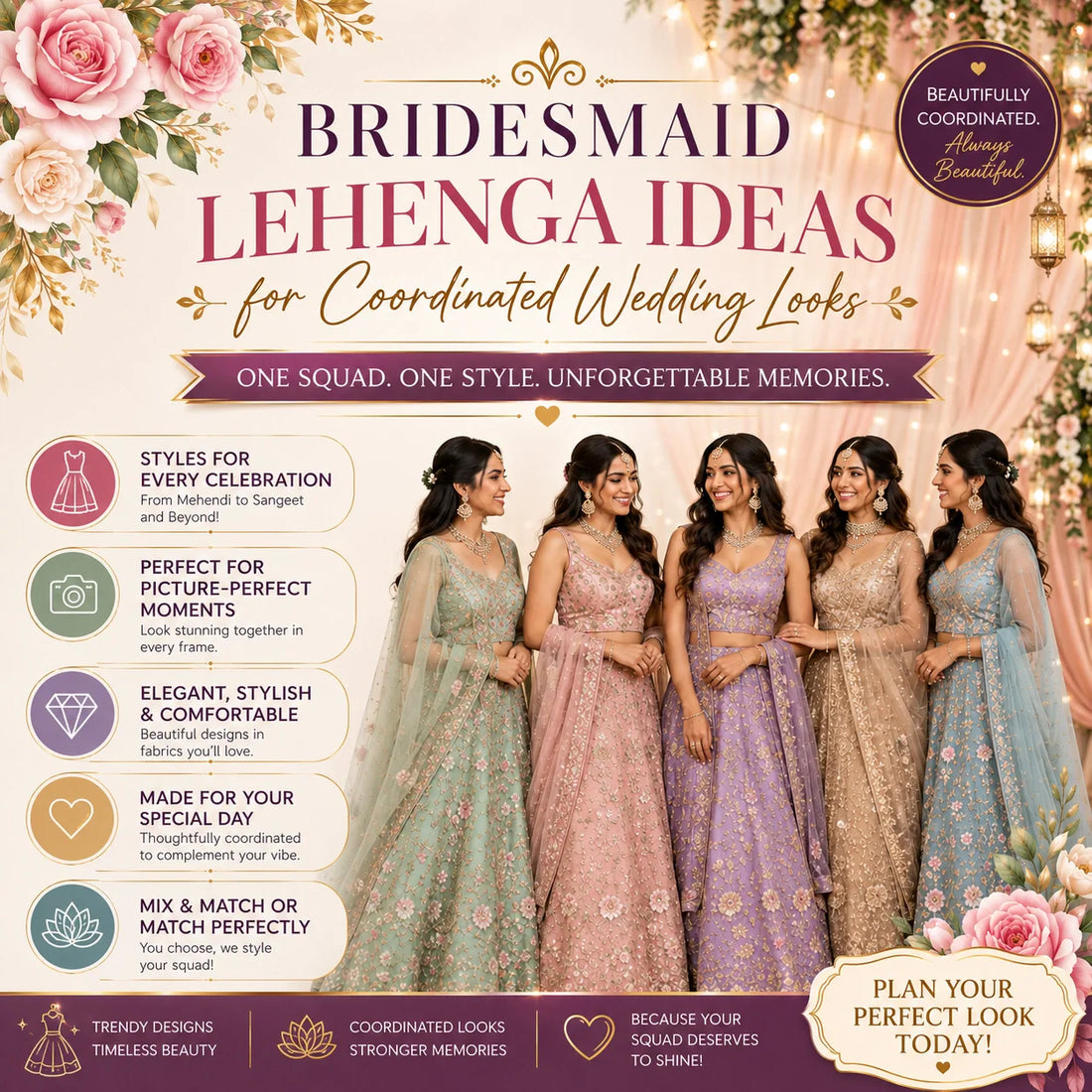 Bridesmaid Lehenga Ideas for Coordinated Wedding Looks