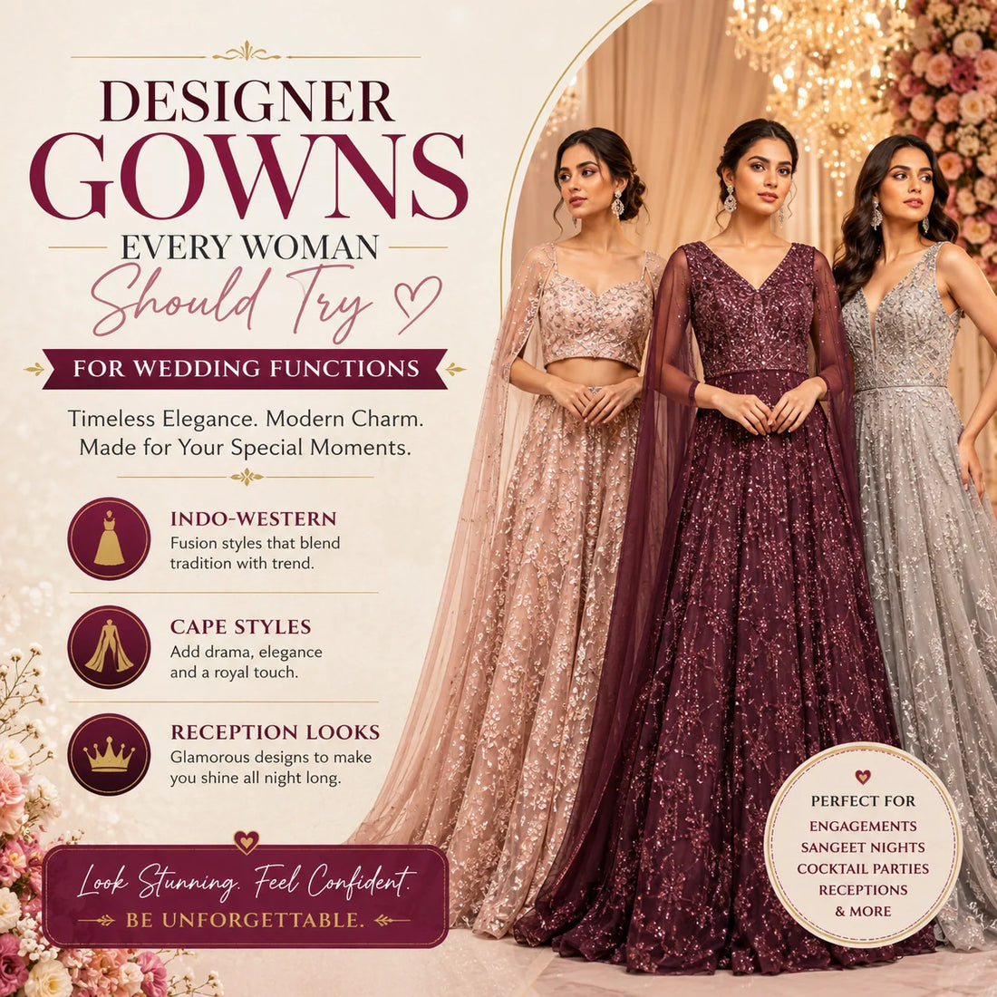 Designer Gowns Every Woman Should Try for Wedding Functions