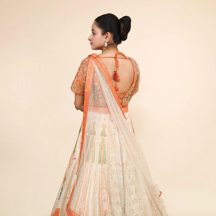 Multi-Colored Silk Crop Top Traditional Lehenga- Vastrachowk