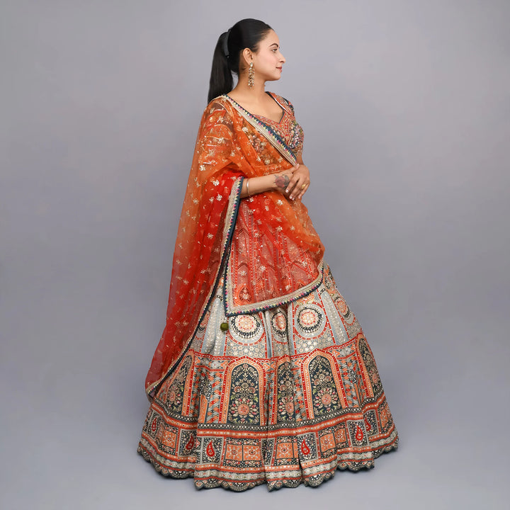 Trendy Multi-Color Crop Top Skirt- Vastrachowk