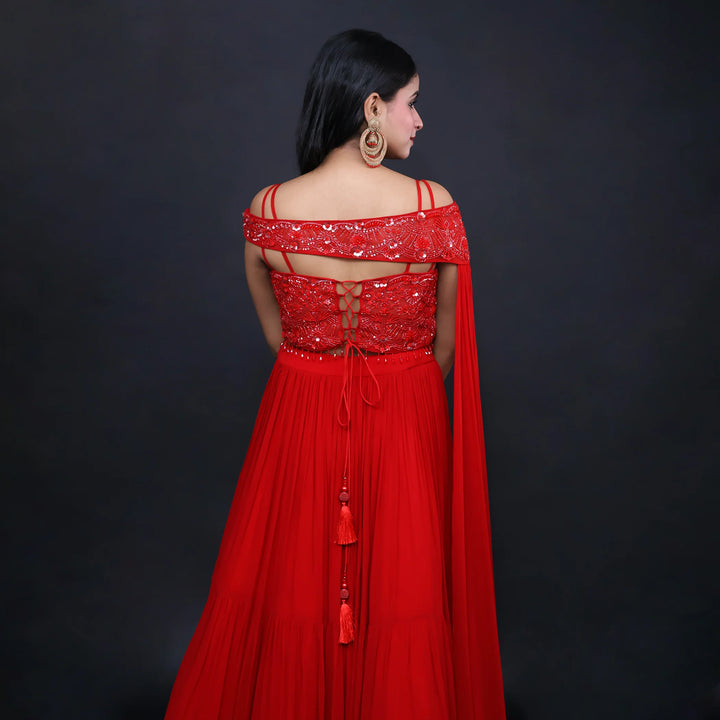Trendy Western Crop Top Skirt Set Vastrachowk
