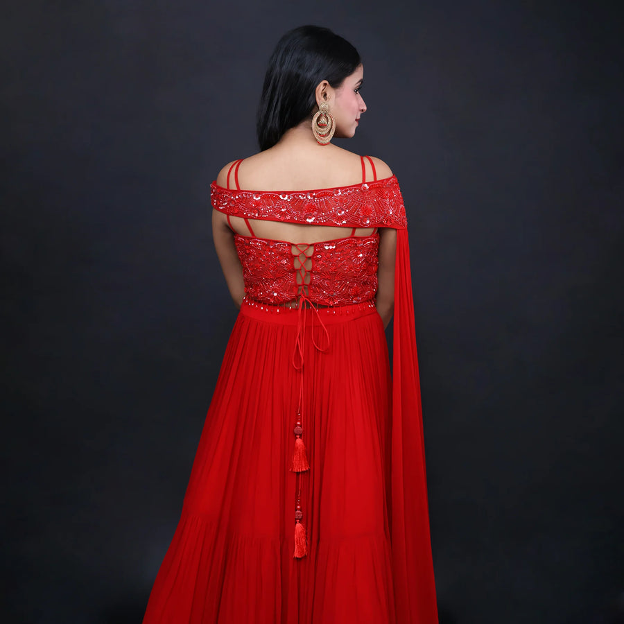 Trendy Western Crop Top Skirt Set Vastrachowk