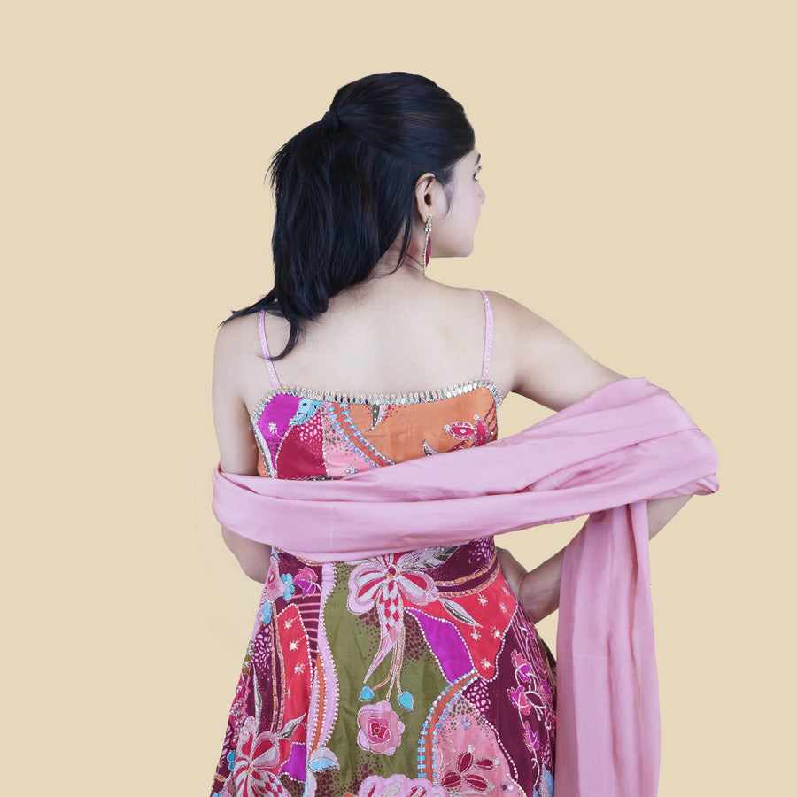 Peplum Style Short Kurti with Flared Garara