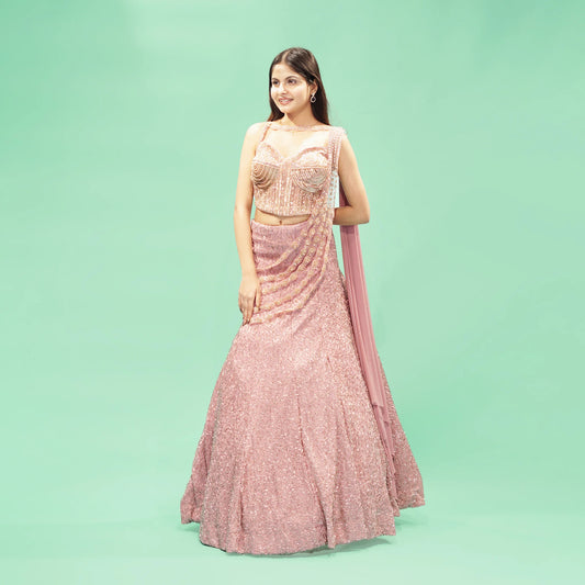 Trendy Western Mermaid Crop Top Skirt Drape Style