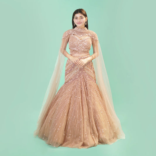 Glamorous Ceremonial Crop Top Lehenga in Mermaid Style