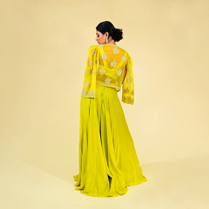 Trendy Crop Top Sharara Ensemble with Shrug Style