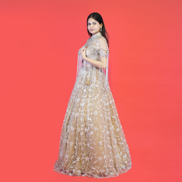 Modern Crop Top Lehenga with Cape